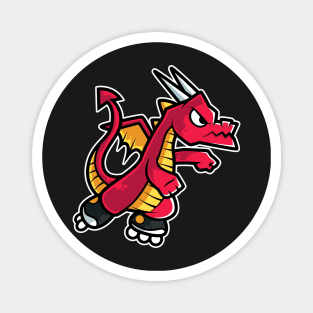 Red Fire Dragon Retro Roller Skate product Magnet